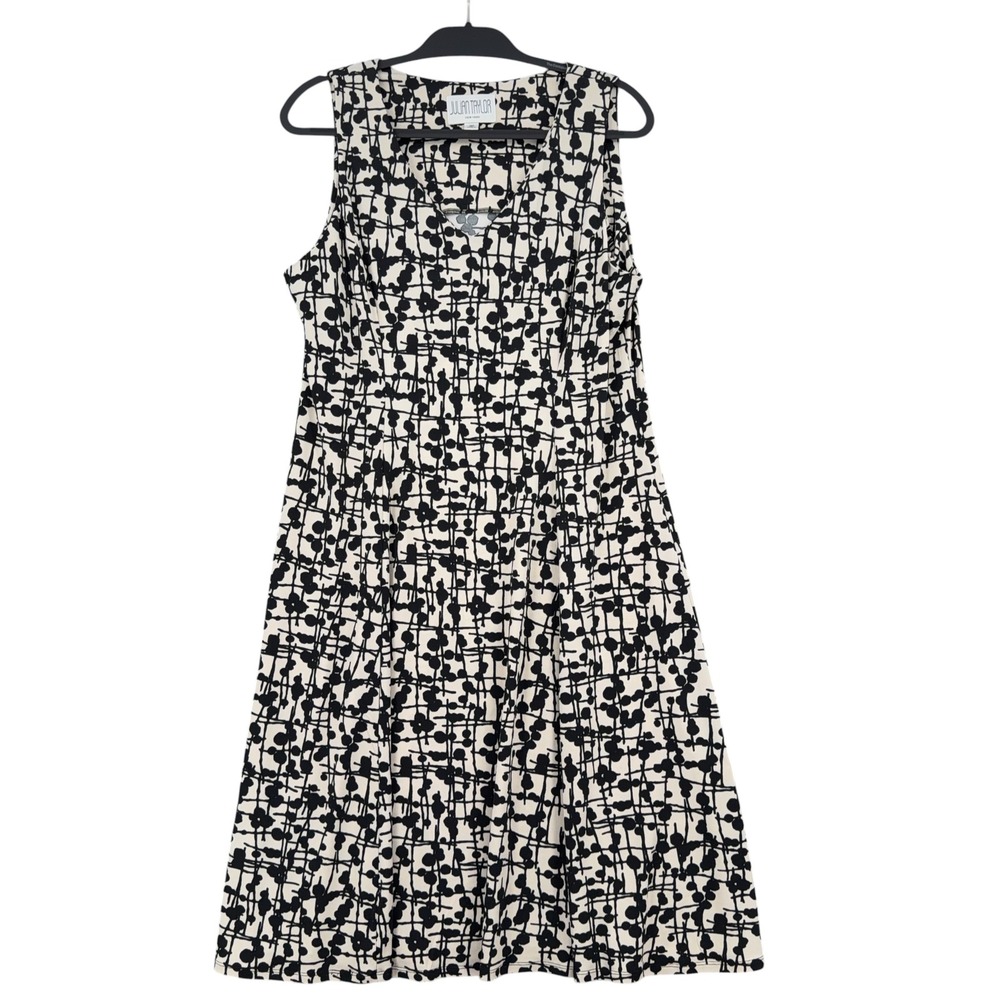 Julian Taylor Fit & Flare Dress Women‎ 16P Polyester Spandex Black Cream